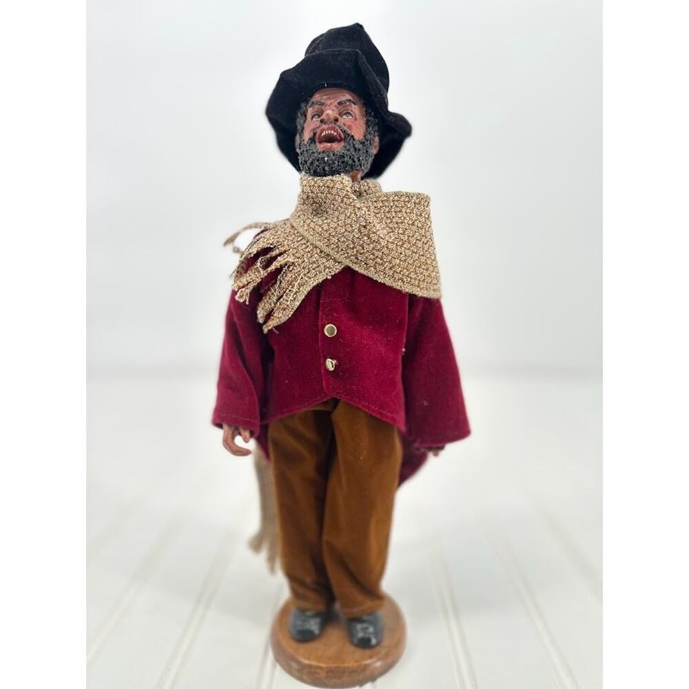 Vintage Classic Christmas Adult Caroler Wood Base African American Decoration